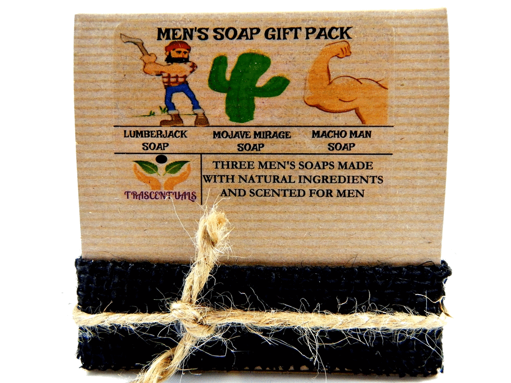 Men's Soap Gift Set 3 All Natural Soaps in Gift-able Box W/ Ribbon –  TRASCENTUALS