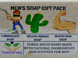 Men's Soap Gift Set 3 All Natural Soaps in 1 Gift-able Box W/ Ribbon and Bow - TRASCENTUALS