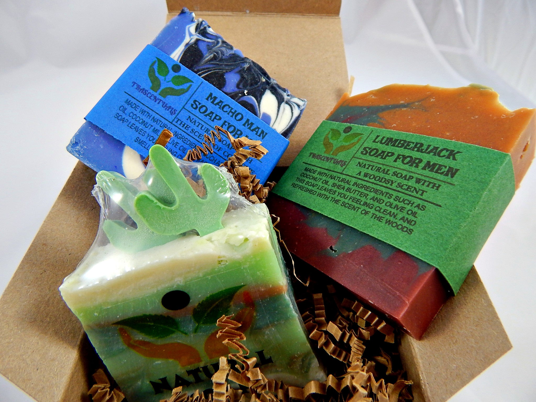 Men's Soap Gift Set 3 All Natural Soaps in Gift-able Box W/ Ribbon –  TRASCENTUALS